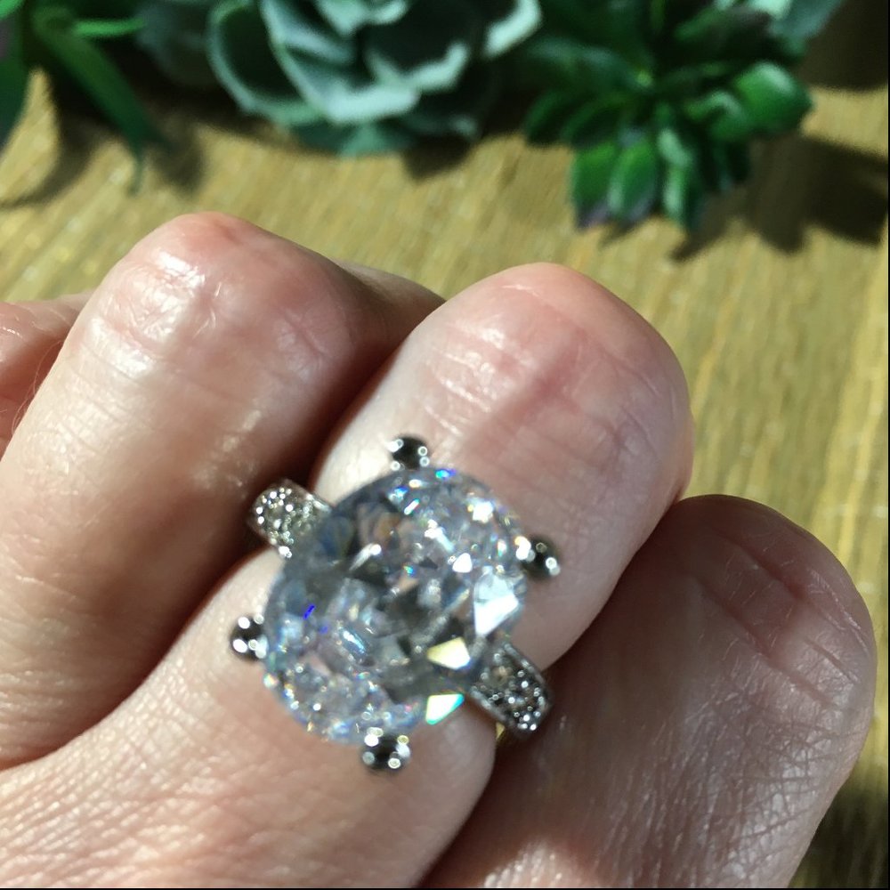 Cubic Zirconia Statement Ring - Silver Plated - Picture 2 of 7